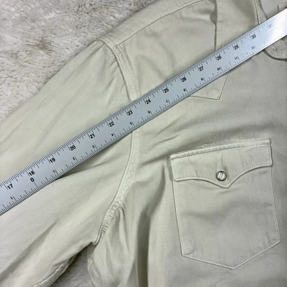 Levi's Barstow Shirt Mens XL Cream Standard Fit Long Sleeve Pearl Snap Western